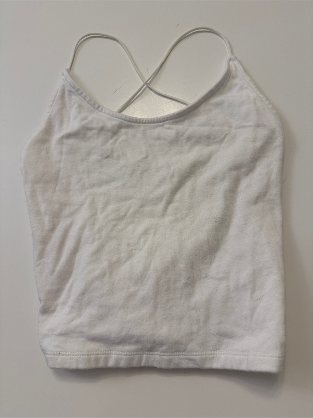 American Eagle White Cropped Spaghetti Strap Tank Top